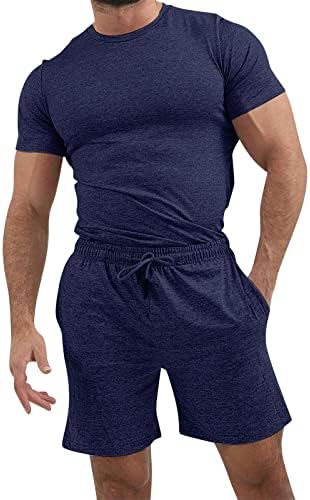 Мажите спортски костуми за мажи и шорцеви поставува лето 2 парчиња кратки панталони за ракави кошули за ракави мажи костуми
