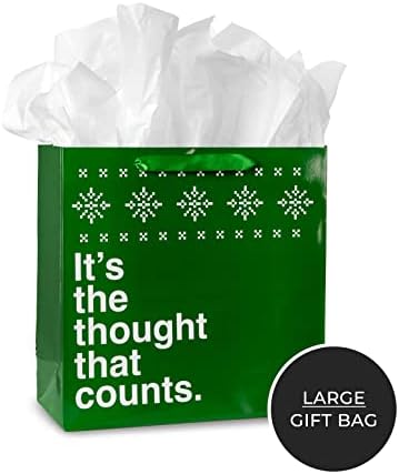 Невешт Џуџиња Божиќни Торби За Подароци Со Вклучена Ткивна Хартија-Избран Пакет со 3 Големи 10 + 3 Средни 10,5 - Смешни Торби
