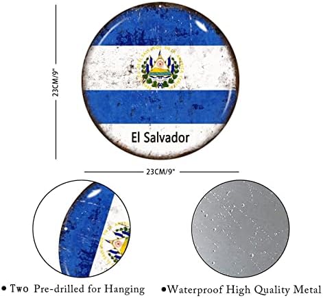 Madcolitote El Salvador Metal Sign El Salvador Flage Добредојдовте на вратата на вратата Национално знаме персонализирана wallидна